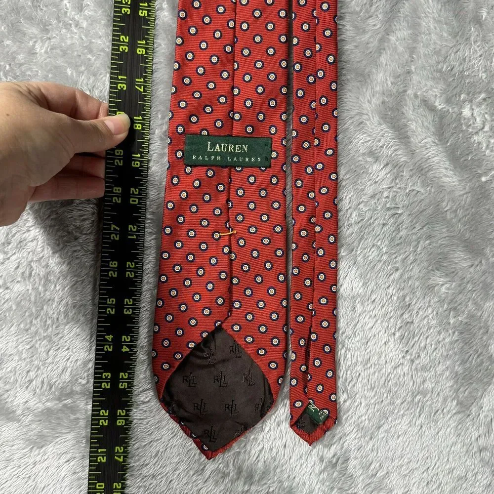 Ralph Lauren‎ LRL Silk Tie Red  Geometric Circles
